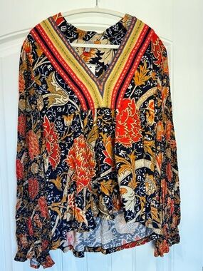 Bl^Nk London by Anthropologie Boho Floral Blouse XL Embroidered NWT
